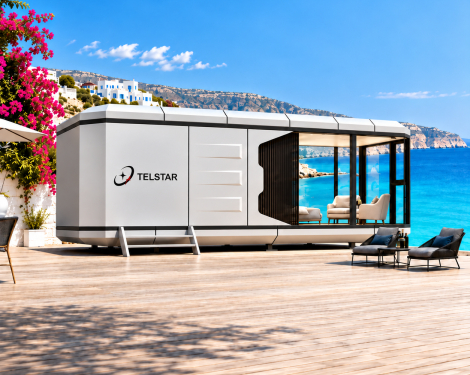 Капсулна къща TELSTAR ORBIT 27,22 м² – панорамна фасада и интелигентно управление